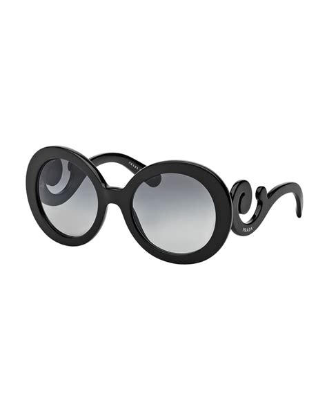 Prada Gradient Round Scroll Sunglasses, Black 